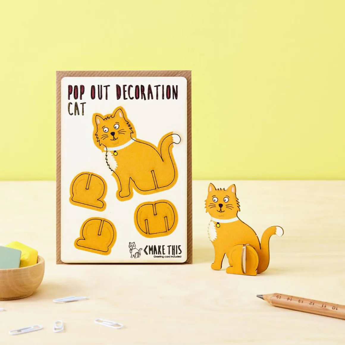Ginger Cat Pop Out Decoration And Greetings Card by The Pop Out Card Company