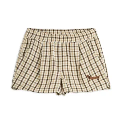 Gingham Woven Shorts in Beige by Mini Rodini