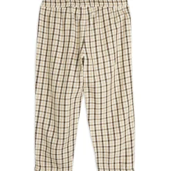 Gingham Woven Trousers in Beige by Mini Rodini
