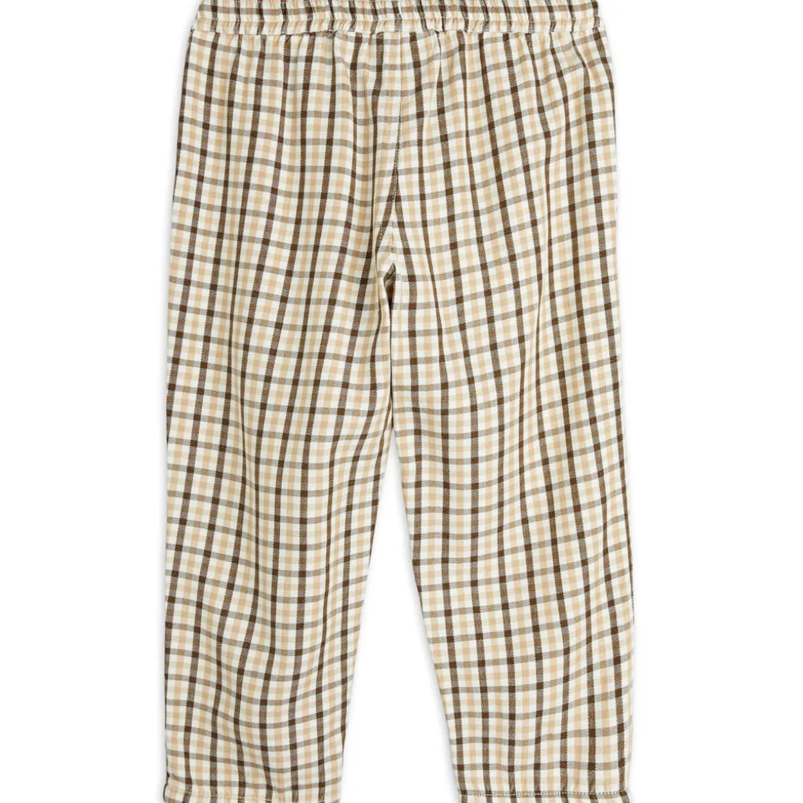 Gingham Woven Trousers in Beige by Mini Rodini