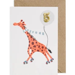 Giraffe Embroidered Age Card by Petra Boase - Age 5