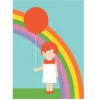 Girl And Balloon Greetings Card by Dicky Bird