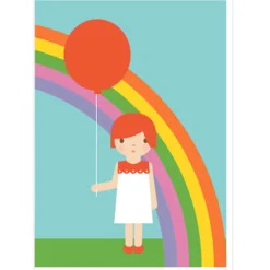 Girl And Balloon Greetings Card by Dicky Bird