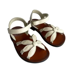 Giulia Flower Sandals in Burro White by PèPè