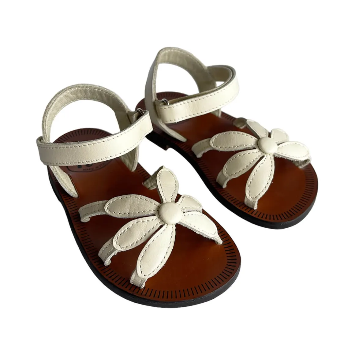 Giulia Flower Sandals in Burro White by PèPè