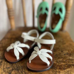 Giulia Flower Sandals in Burro White by PèPè