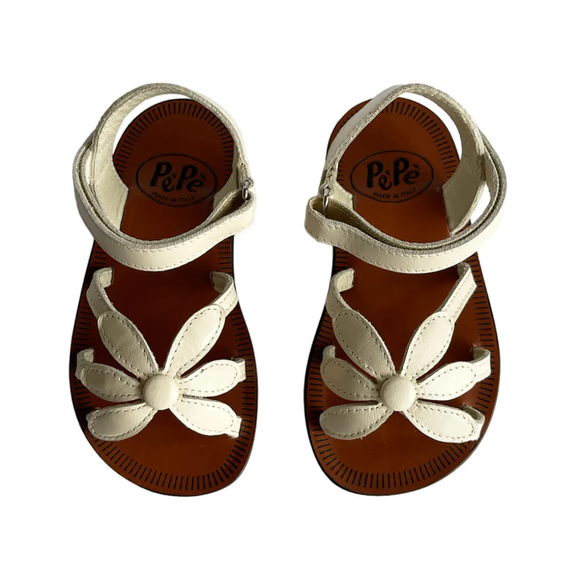 Giulia Flower Sandals in Burro White by PèPè