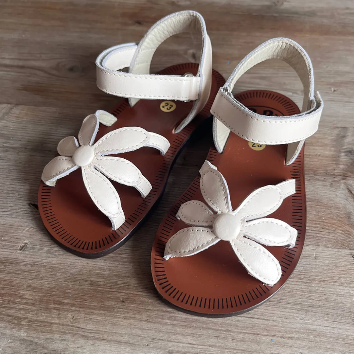 Giulia Flower Sandals in Burro White by PèPè