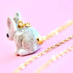 Goldentail Rabbit Ceramic Pendant by Camp Hollow