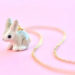 Goldentail Rabbit Ceramic Pendant by Camp Hollow