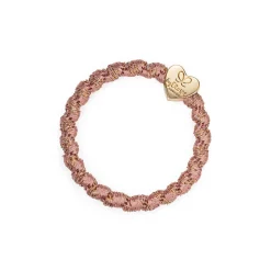 Gold Heart Hair Band in Woven Rosé Shimmer by byEloise