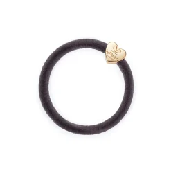 Gold Heart Velvet Hair Band in French Grey by byEloise