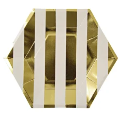 Gold Stripes Party Plates Large by Meri Meri