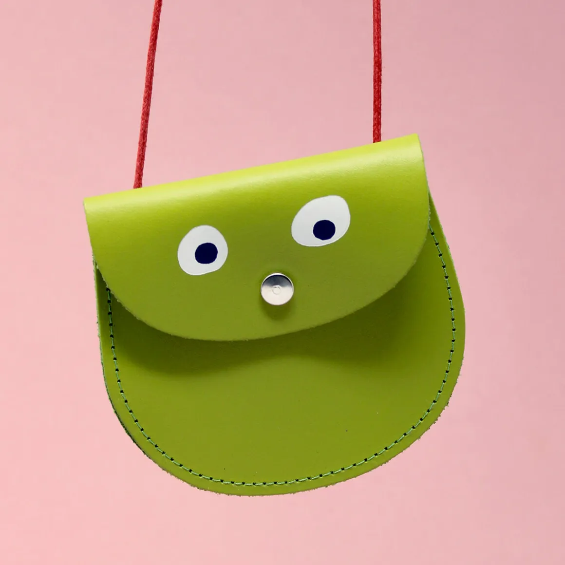 Googly Eye Pocket Purse in Apple Green by Ark Colour Designs