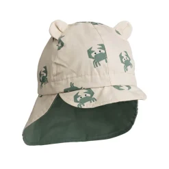 Gorm Reversible Sun Hat With Ears in Crab Sandy / Peppermint by Liewood