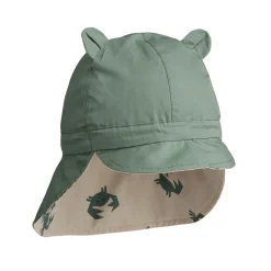 Gorm Reversible Sun Hat With Ears in Crab Sandy / Peppermint by Liewood