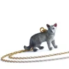 Grey Cat Ceramic Pendant by Camp Hollow