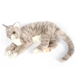 Grey Jacquard Cat Laying (37cm) by Hansa