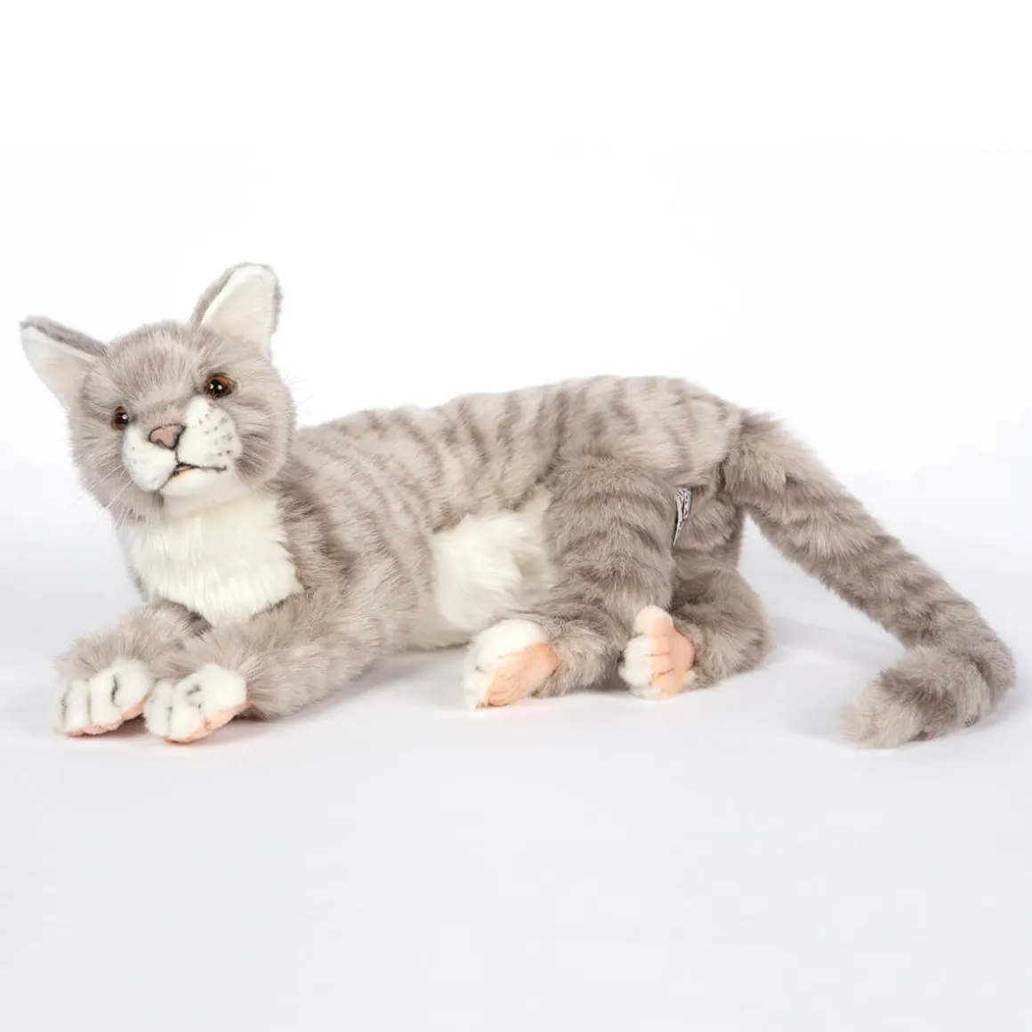 Grey Jacquard Cat Laying (37cm) by Hansa