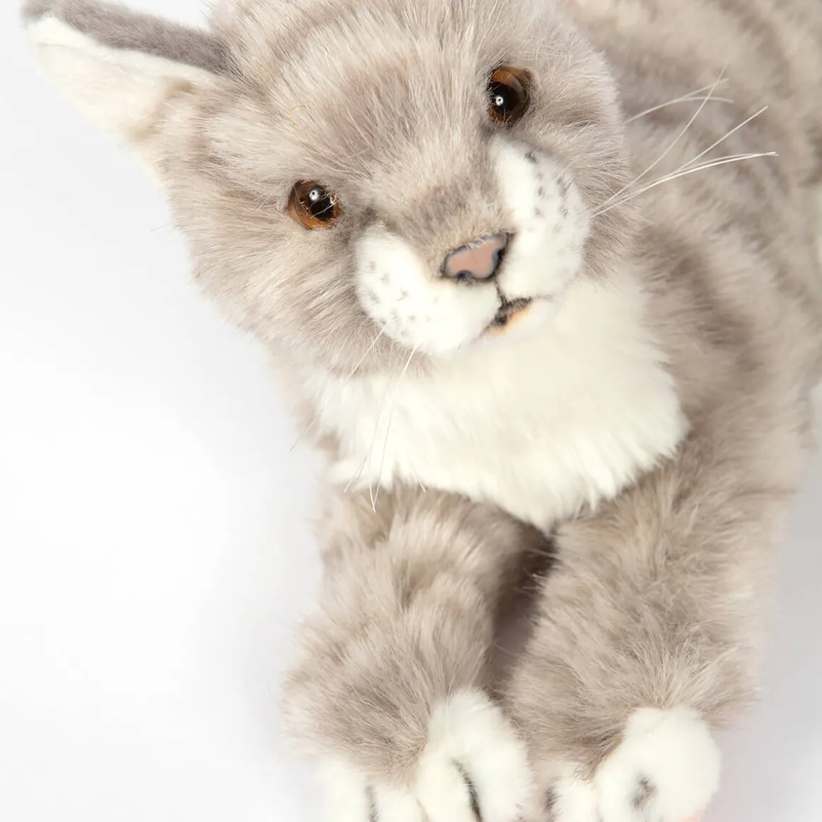 Grey Jacquard Cat Laying (37cm) by Hansa