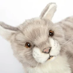 Grey Jacquard Cat Laying (37cm) by Hansa