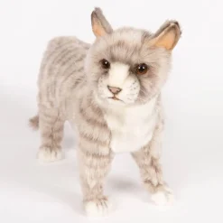 Grey Jacquard Cat Standing (35cm) by Hansa