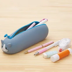 Grey Tuxedo Cat PuniLabo Lying Pen Pouch by Lihit Lab