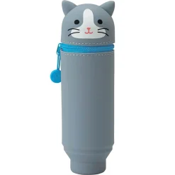 Grey Tuxedo Cat PuniLabo Stand Pen Case by Lihit Lab
