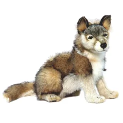 Grey Wolf Cub Sitting (32cm) by Hansa