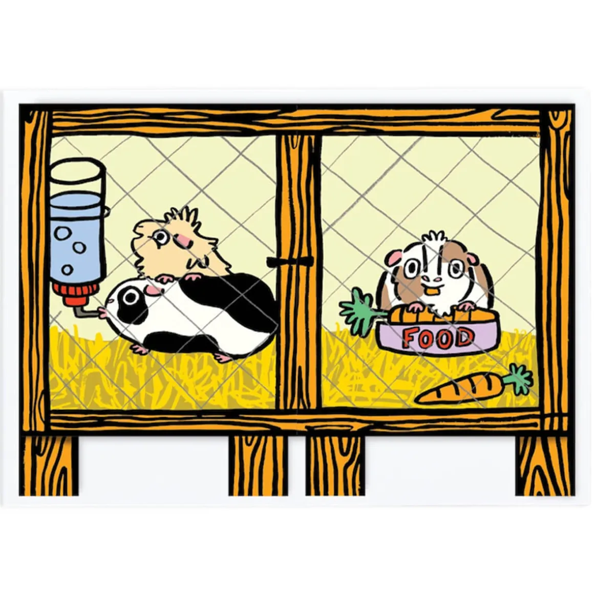 Guinea Pig Surprise Fold Out Birthday Greetings Card by Alice Bowsher for Wrap