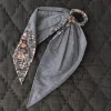 Hair Elastic Scarf in Navy Flowers by Bonjour - Last One In Stock