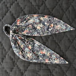 Hair Elastic Scarf in Navy Flowers by Bonjour - Last One In Stock