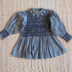 Handsmock Blouse in Blue Vichy Check by Bonjour