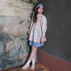Handsmock Blouse in Hazelnut Flowers by Bonjour