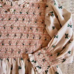 Handsmock Blouse in Hazelnut Flowers by Bonjour