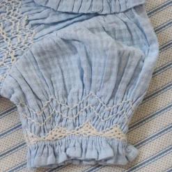 Handsmock Blouse in Light Blue Check by Bonjour