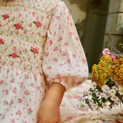 Handsmock Blouse in Rosa Bloom Print by Bonjour