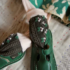 Handsmock Dress in Autumnal Green Flowers by Bonjour