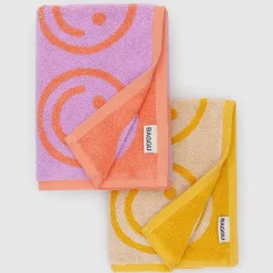Hand Towel in Happy Lilac Marigold by Baggu (Set of 2)