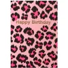 Happy Birthday Animal Print Greetings Card in Pink by Petra Boase