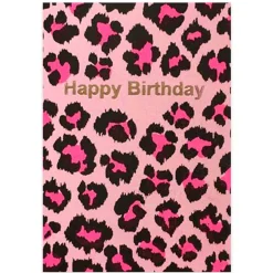 Happy Birthday Animal Print Greetings Card in Pink by Petra Boase