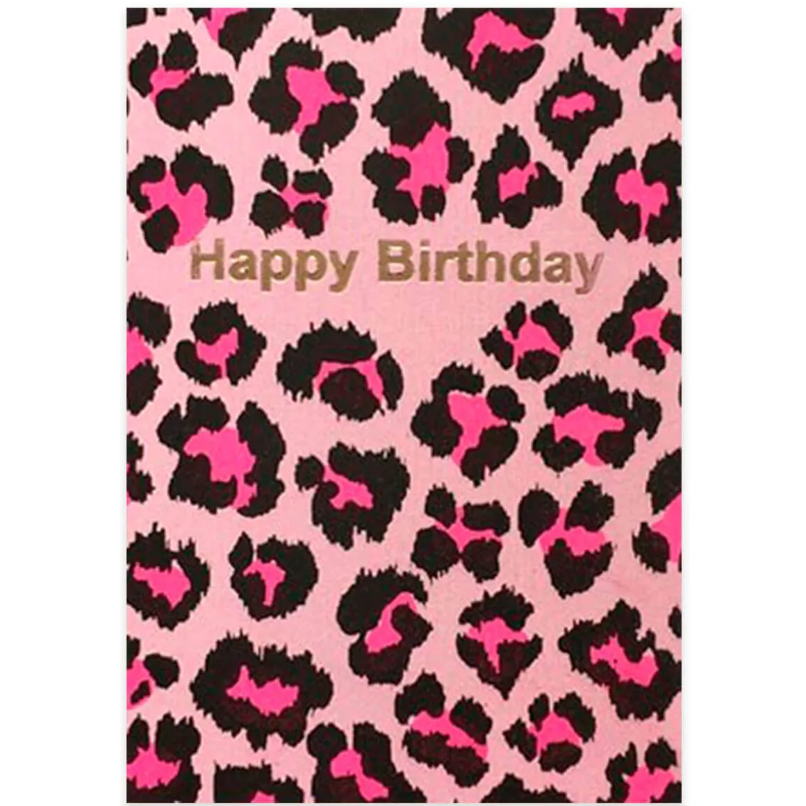 Happy Birthday Animal Print Greetings Card in Pink by Petra Boase