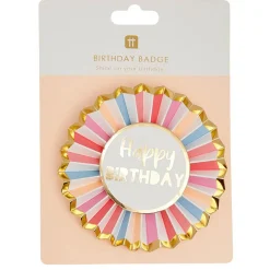 Happy Birthday Badge in Rose by Talking Tables
