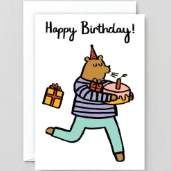 Happy Birthday Bear With Cake by Alice Bowsher for Wrap
