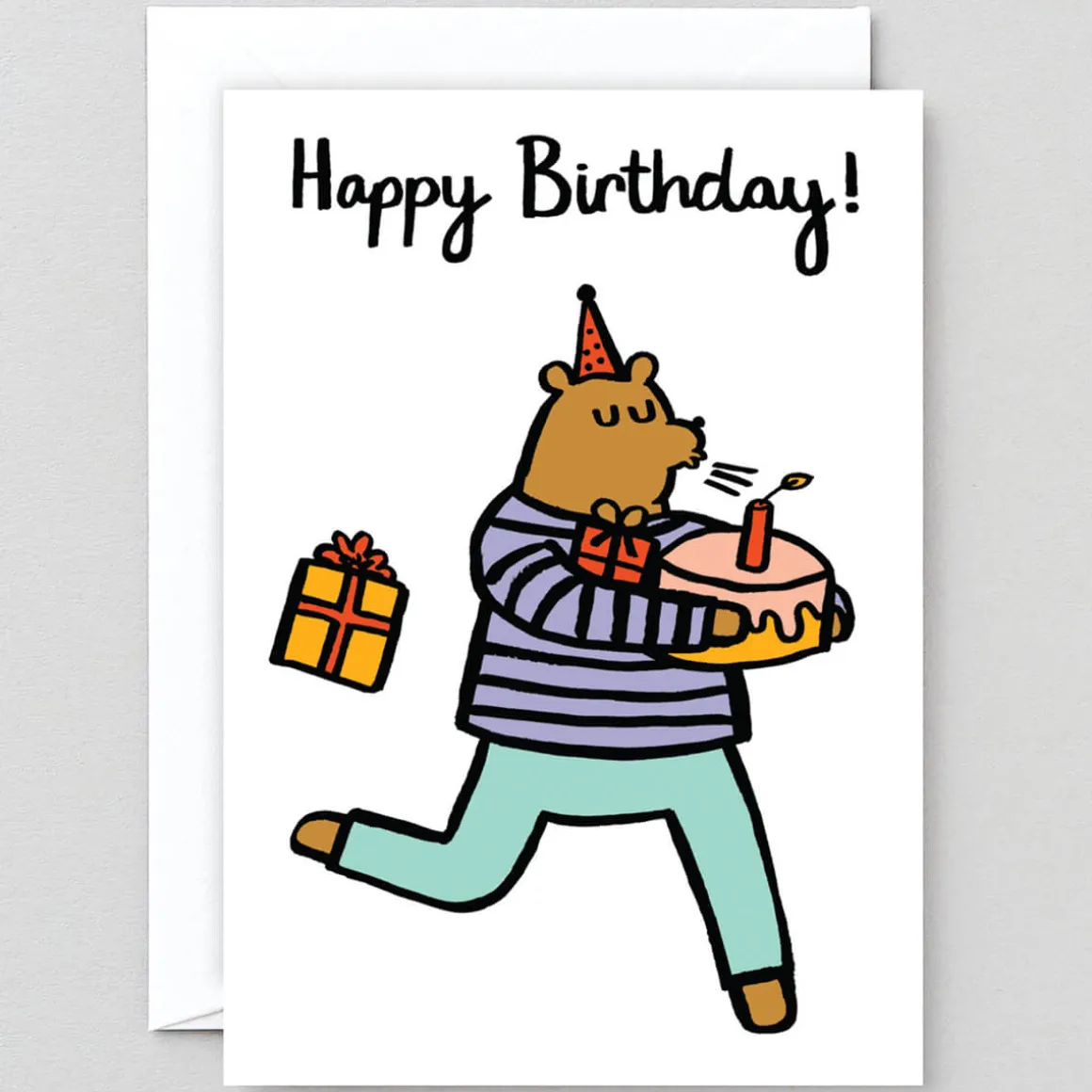 Happy Birthday Bear With Cake by Alice Bowsher for Wrap