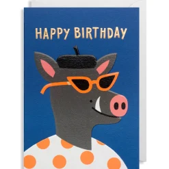 Happy Birthday Boar Greetings Card by Ilse Weisfelt for Lagom Design