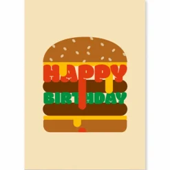 Happy Birthday Burger Greetings Card by Dicky Bird