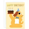 Happy Birthday Cake And Dog Greetings Card by Elliot Kruszynski for Wrap