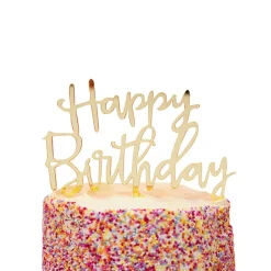 Happy Birthday Cake Topper in Luxe Gold by Talking Tables
