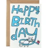 Happy Birthday Cat And Present Embossed Greetings Card by Molly Fairhurst for Wrap